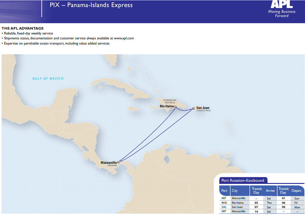 APL Latin America Market C Panama-Islands Express (PIX) Service Update