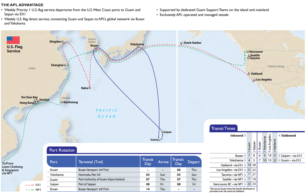 APL Trans-Pacific Market - Guam Saipan Express (GSX) now weekly with additional call to Yokohama