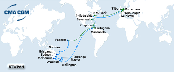 CMA CGM PANAMA DIRECT (PAD) service to add a direct call at Brisbane