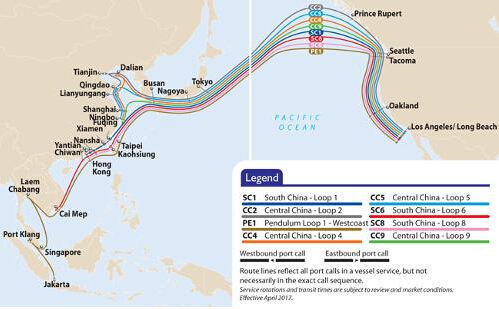 APL Trans-Pacific Market: OCEAN ALLIANCE first sailings, Existing services last sailings 