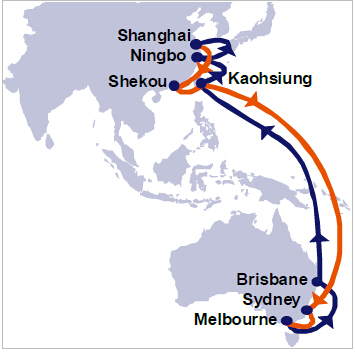 Hapag-Lloyd New Oceania Service - China Australia Taiwan Service (CAT)